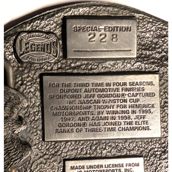 Dupont Legends Special Edition 228 Jeff Gordon #24 Nascar Pewter Belt Buckle - Picture 3 of 5